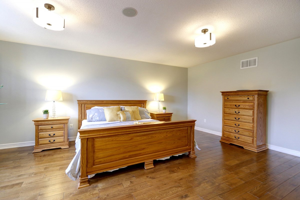 staged master bedroom